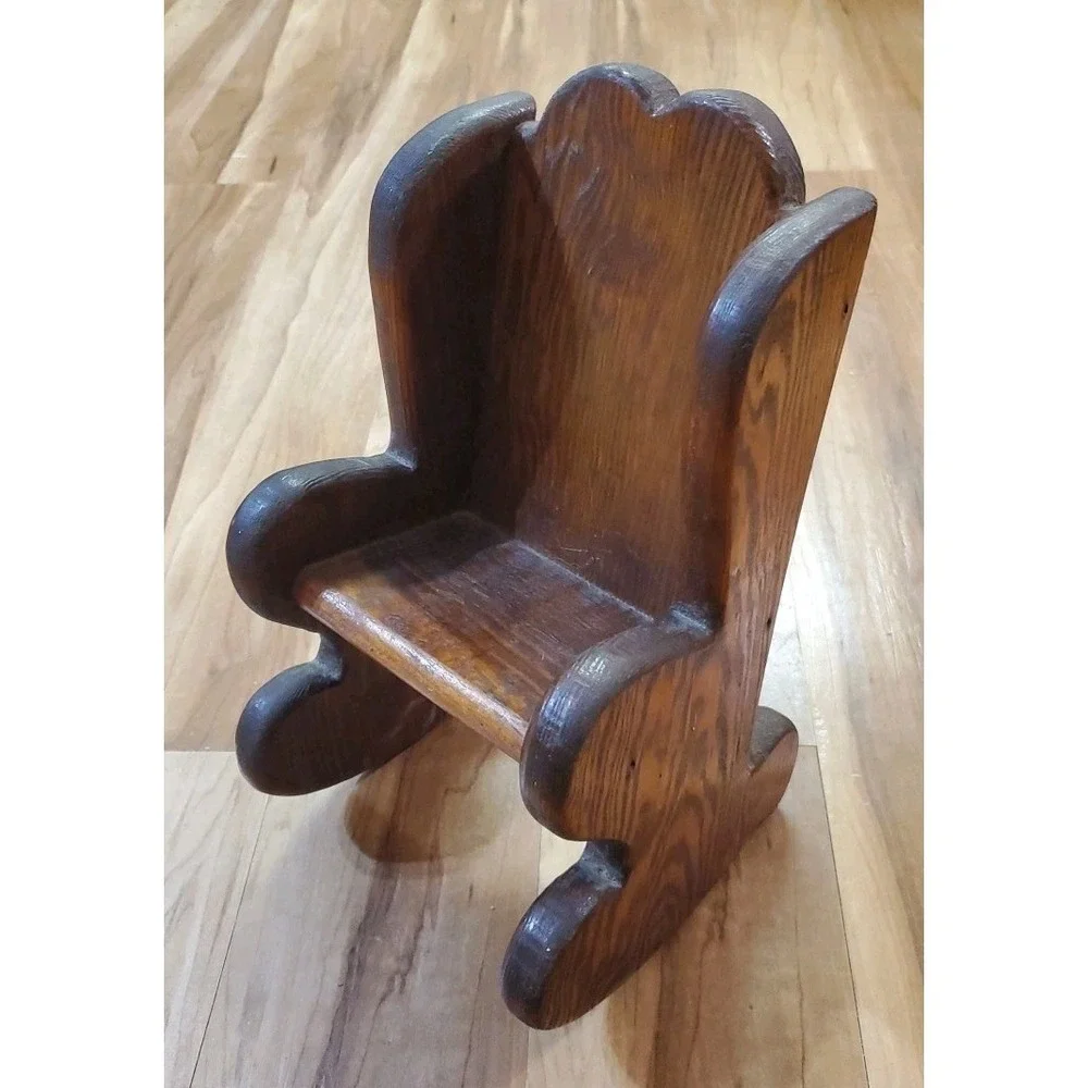 Vintage Wooden Rocking Chair Solid Wood For Dolls 12 X 6.75‎ X 6.5
